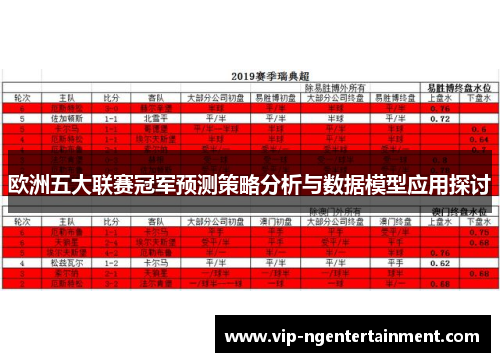 欧洲五大联赛冠军预测策略分析与数据模型应用探讨